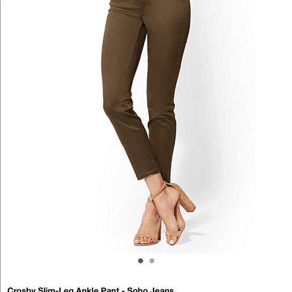 Green Army colored jeans ankle pants - Picture 2 of 5